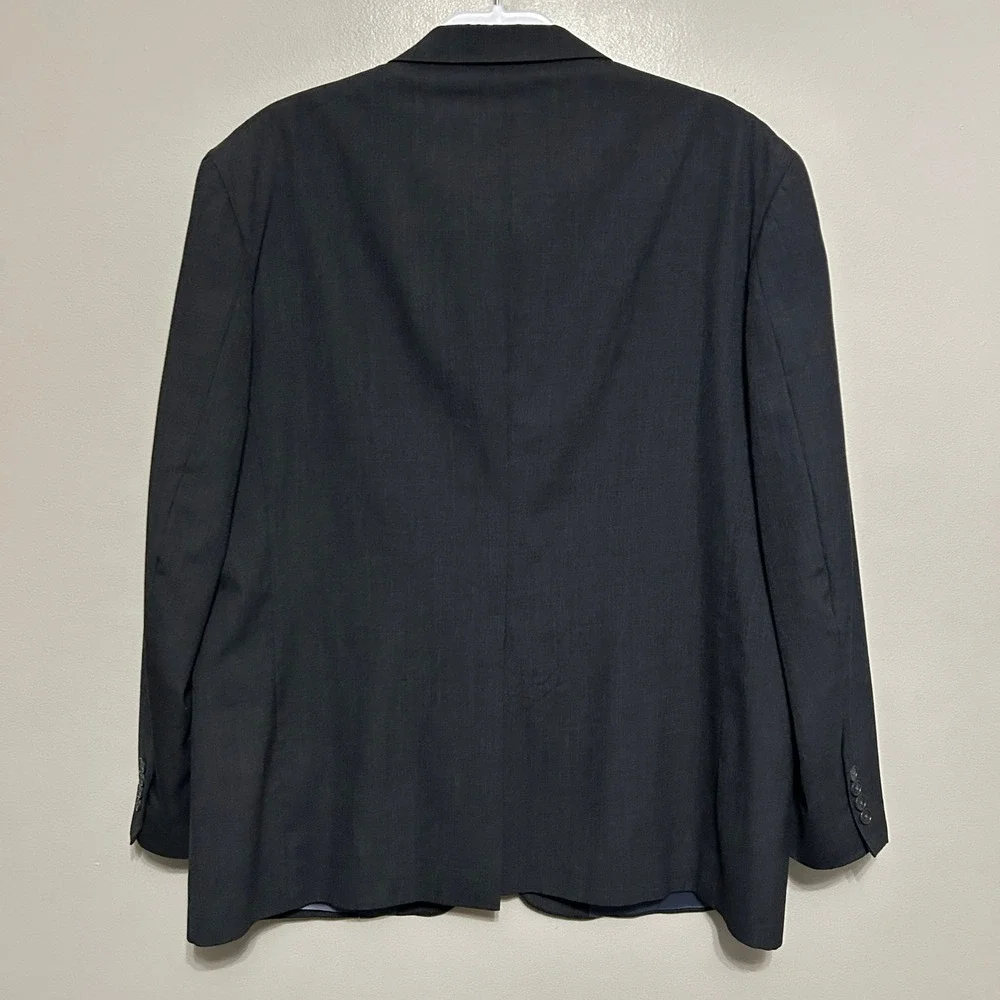 Lands End Blazer Mens 48R Charcoal Grey Two Button Jacket USA Preppy Old Luxury